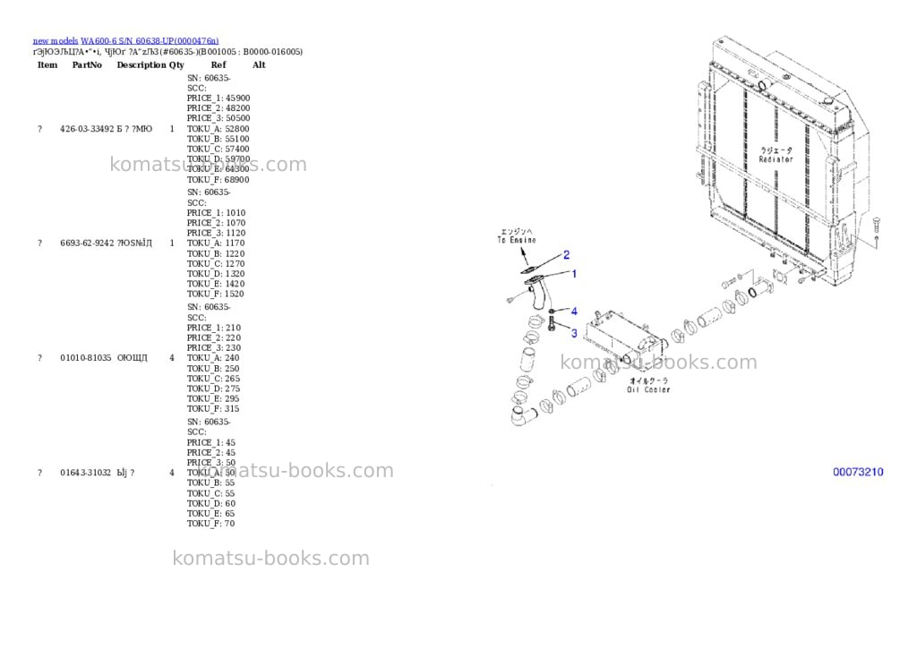 Komatsu WA600-6 S/N 60638-UP Parts catalog cover Page 5 Komatsu WA600-6 S/N 60638-UP Parts catalog cover Page 5