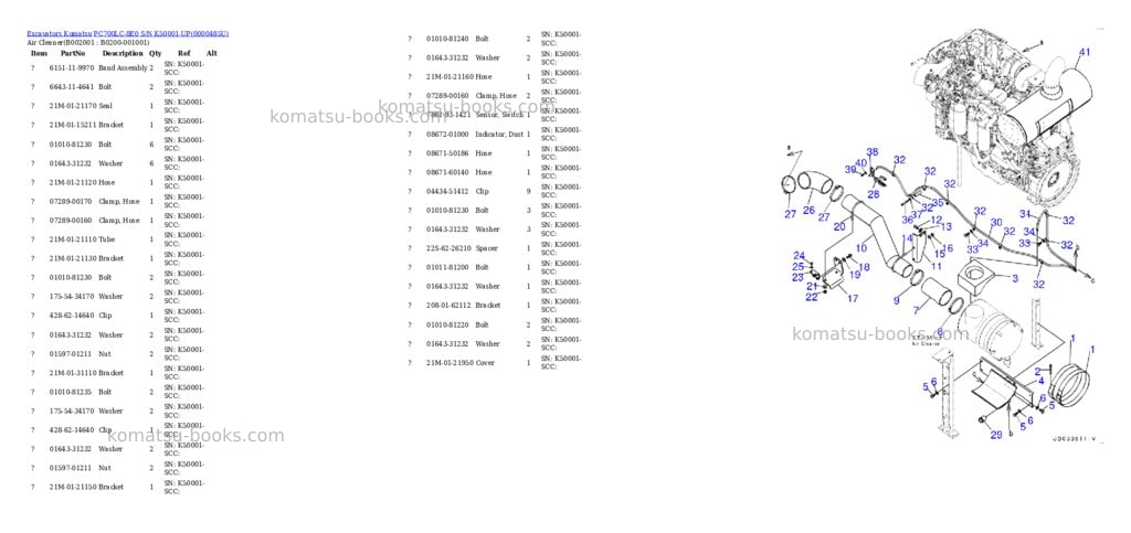 Komatsu pc700lc-8e0 s/n k50001-up Parts catalog cover Komatsu pc700lc-8e0 s/n k50001-up Parts catalog cover