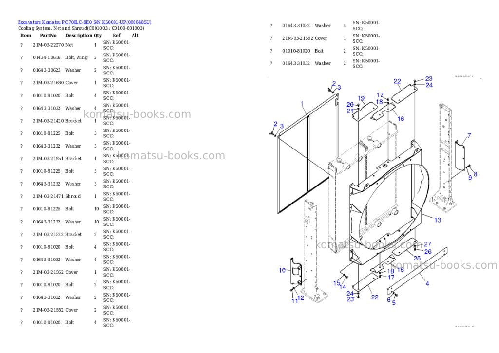 Komatsu pc700lc-8e0 s/n k50001-up Parts catalog cover Page 10 Komatsu pc700lc-8e0 s/n k50001-up Parts catalog cover Page 10