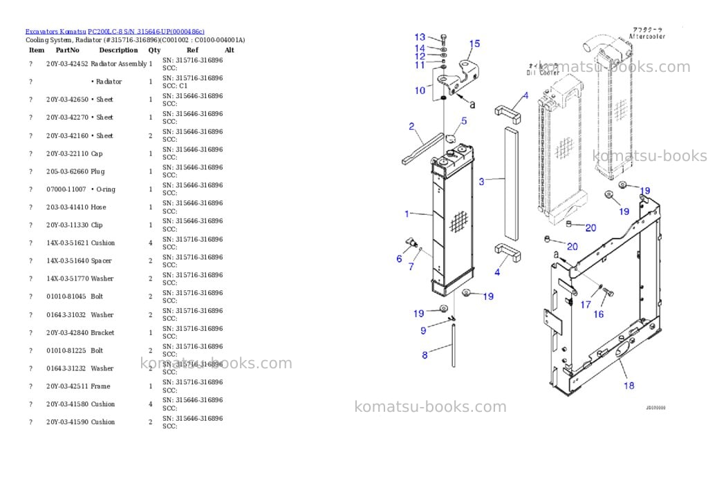 Komatsu pc200lc-8 s/n 315646-up Parts catalog cover Page 6 Komatsu pc200lc-8 s/n 315646-up Parts catalog cover Page 6