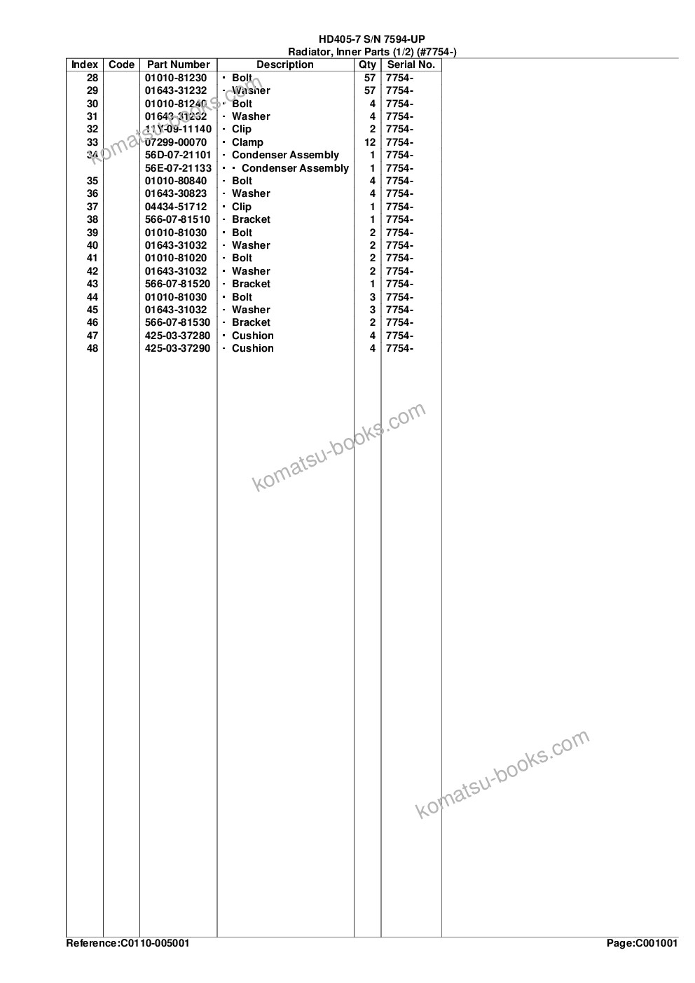 Komatsu hd405-7 s/n 7594-up Parts catalog cover Page 10