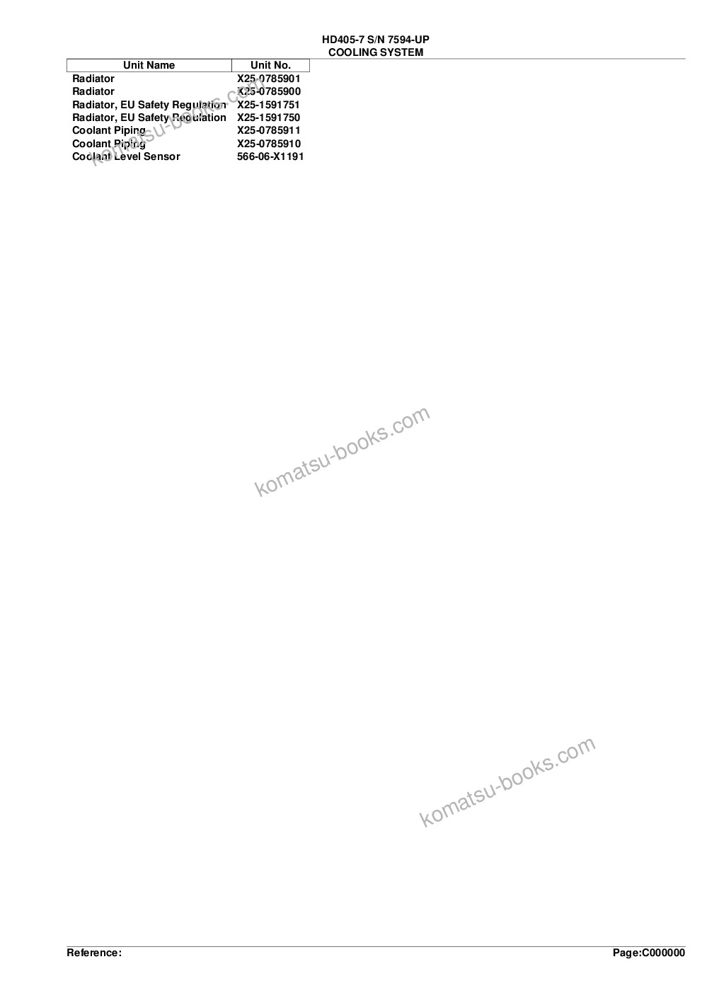 Komatsu hd405-7 s/n 7594-up Parts catalog cover Page 7