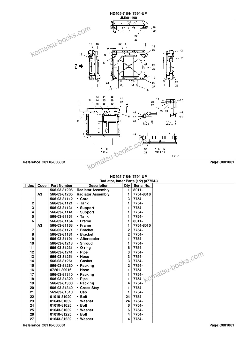 Komatsu hd405-7 s/n 7594-up Parts catalog cover Page 9