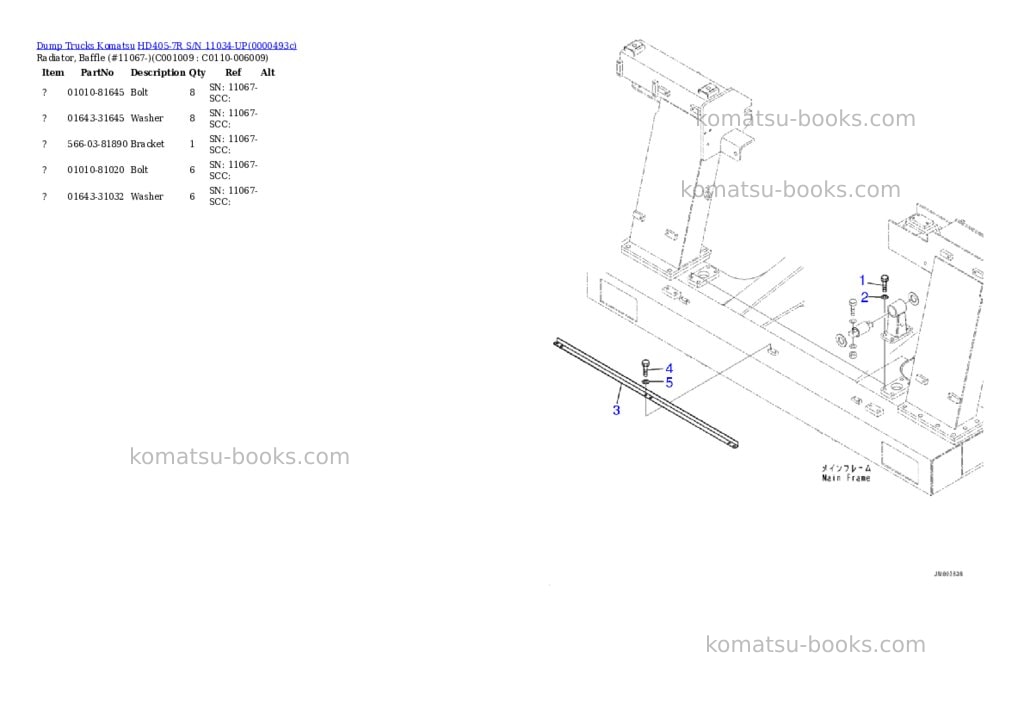 Komatsu hd405-7r s/n 11034-up Parts catalog cover Page 10