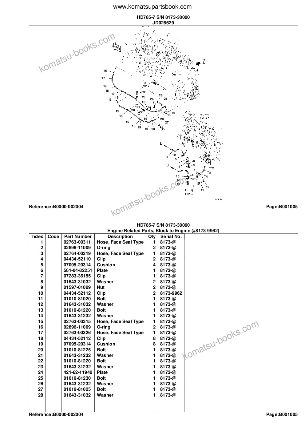 Komatsu hd785-7 s/n 8173-up Parts catalog cover Page 10