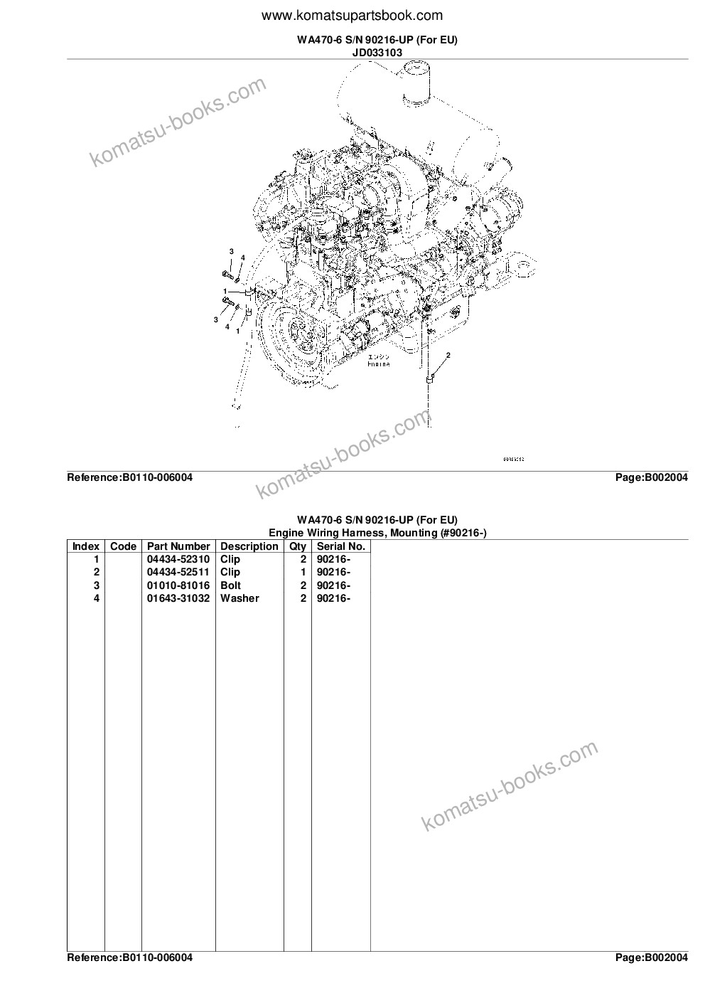 Komatsu WA470-6 S/N 90216-UP (For EU) Parts catalog cover Page 10 Komatsu WA470-6 S/N 90216-UP (For EU) Parts catalog cover Page 10
