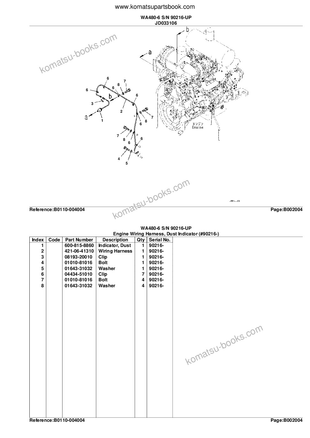 Komatsu wa480-6 s/n 90216-up for eu كتالوج قطع الغلاف صفحة 10