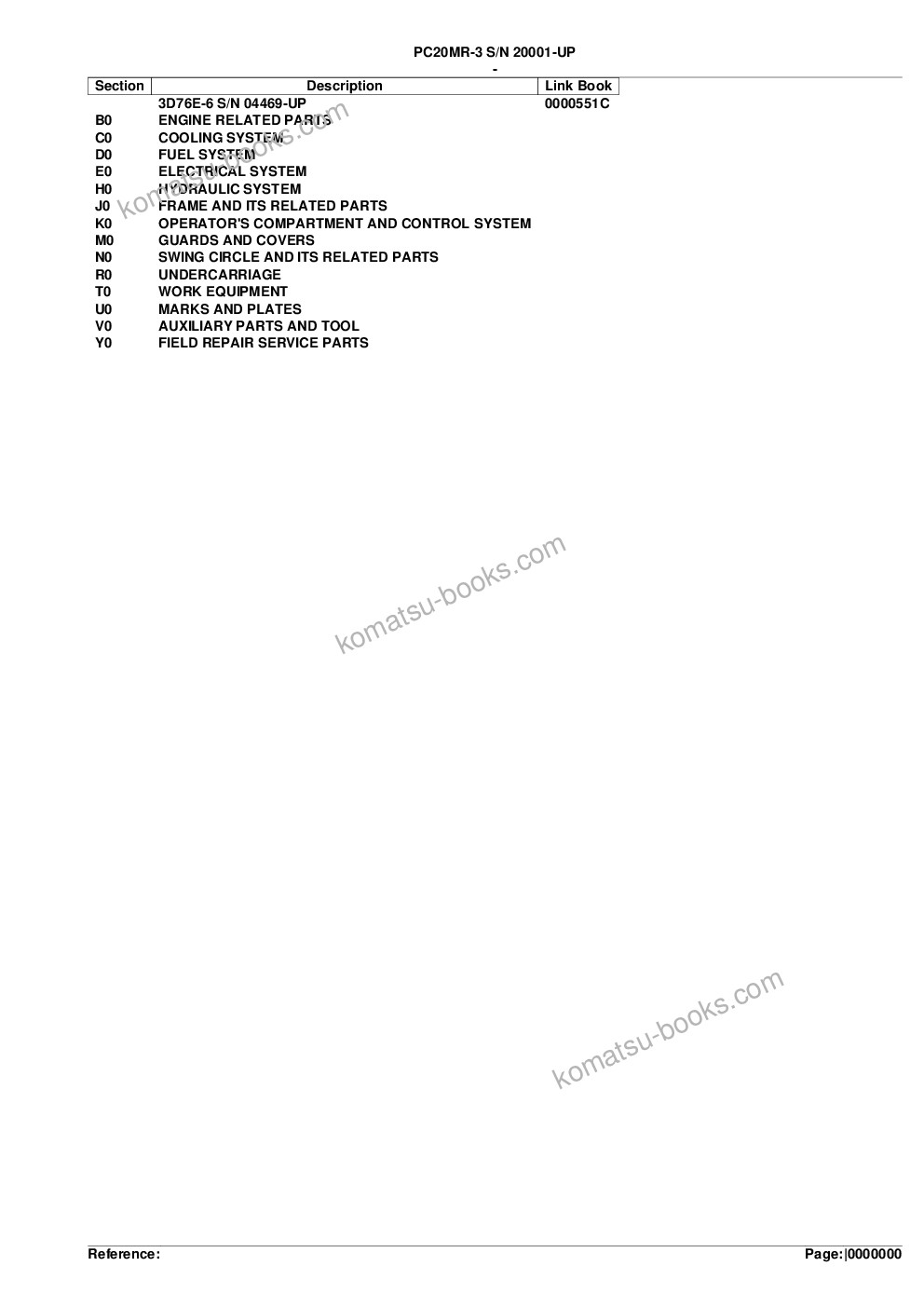Komatsu pc20mr-3 s/n 20001-up Parts catalog cover Komatsu pc20mr-3 s/n 20001-up Parts catalog cover