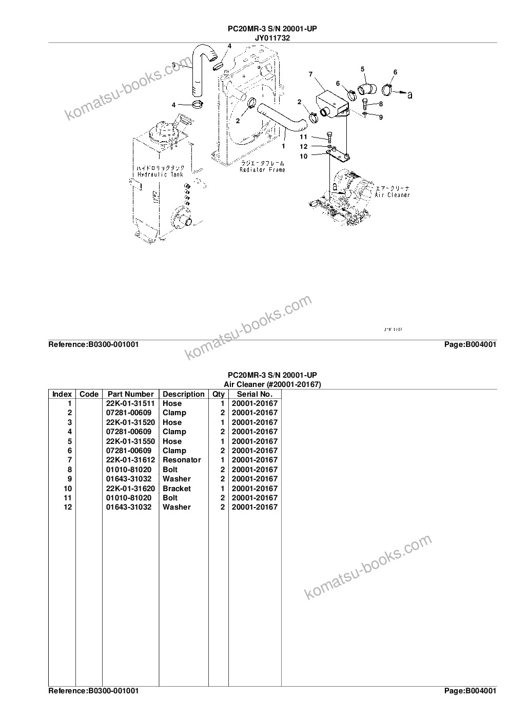 Komatsu pc20mr-3 s/n 20001-up Parts catalog cover Page 10 Komatsu pc20mr-3 s/n 20001-up Parts catalog cover Page 10