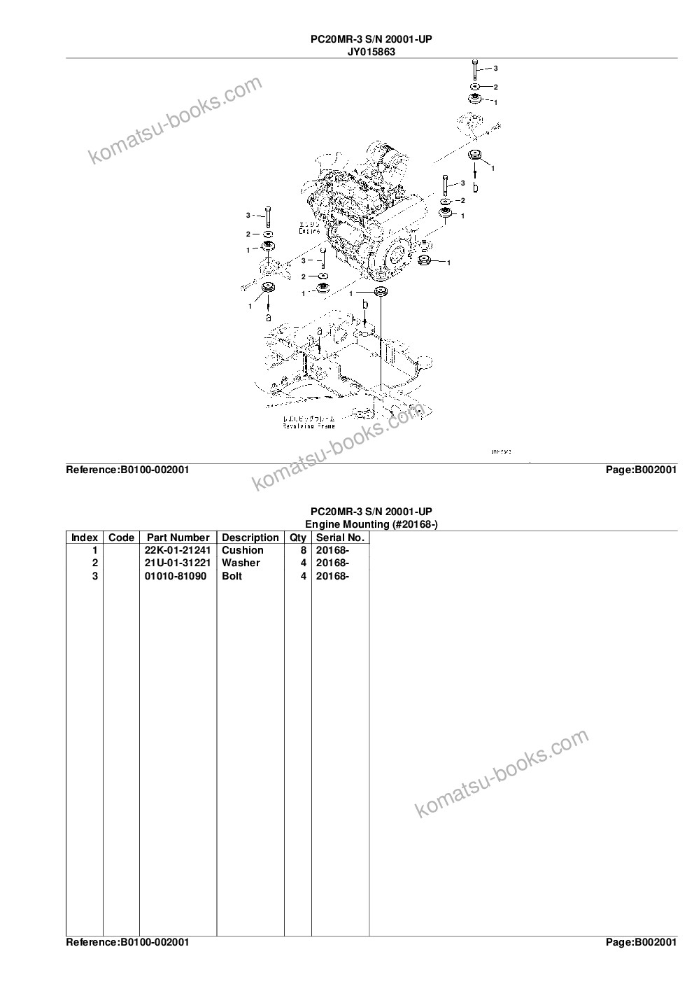 Komatsu pc20mr-3 s/n 20001-up Parts catalog cover Page 6 Komatsu pc20mr-3 s/n 20001-up Parts catalog cover Page 6