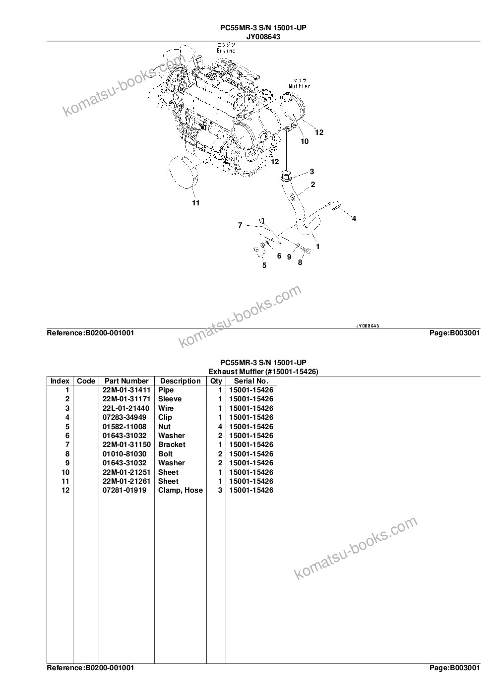 Komatsu pc55mr-3 s/n 15001-up Parts catalog cover Page 8