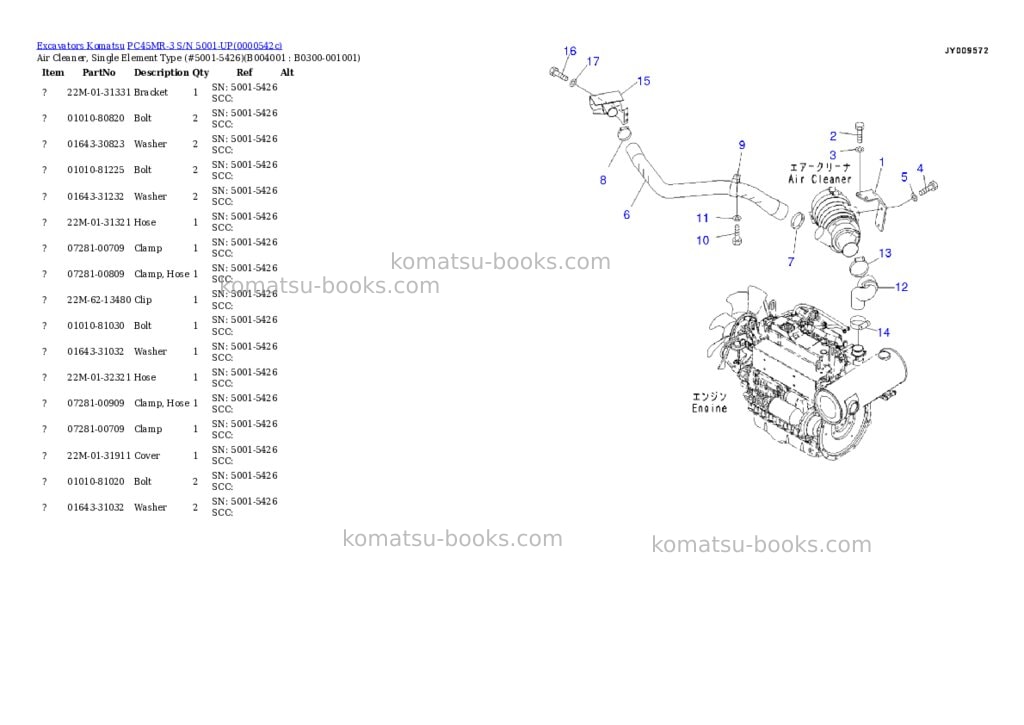 Komatsu pc45mr-3 s/n 5001-up Parts catalog cover Page 3 Komatsu pc45mr-3 s/n 5001-up Parts catalog cover Page 3