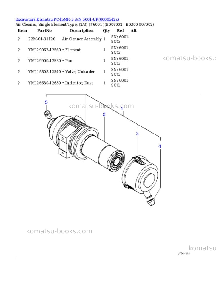 Komatsu pc45mr-3 s/n 5001-up Parts catalog cover Page 6 Komatsu pc45mr-3 s/n 5001-up Parts catalog cover Page 6