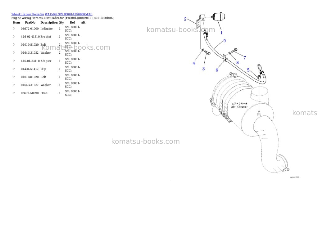 Komatsu wa150-6 s/n 80001-up Parts catalog cover Page 10