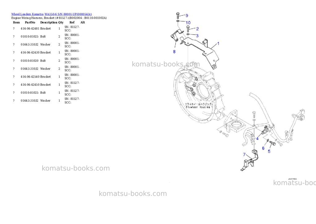 Komatsu wa150-6 s/n 80001-up Parts catalog cover Page 4