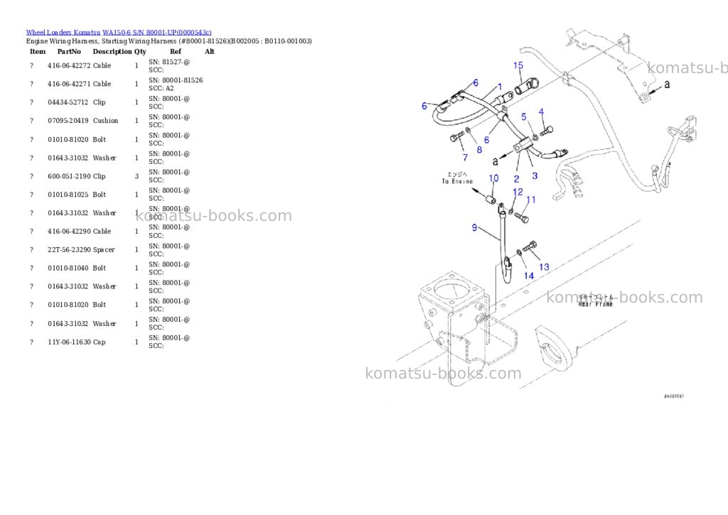 Komatsu wa150-6 s/n 80001-up Parts catalog cover Page 5
