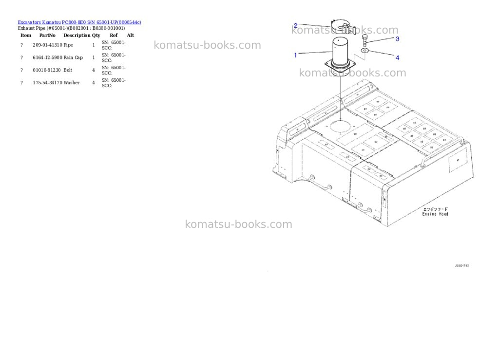 Komatsu pc800-8e0 s/n 65001-up Parts catalog cover Page 4