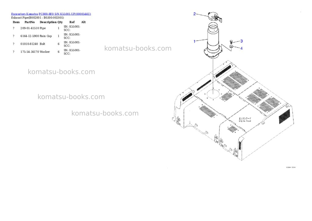 Komatsu pc800-8e0 s/n k55001-up Parts catalog cover Page 4 Komatsu pc800-8e0 s/n k55001-up Parts catalog cover Page 4