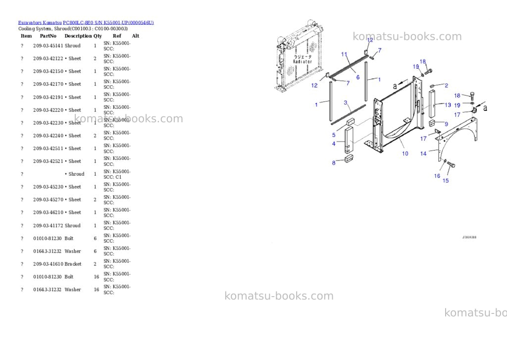 Komatsu pc800lc-8e0 s/n k55001-up Parts catalog cover Page 10 Komatsu pc800lc-8e0 s/n k55001-up Parts catalog cover Page 10
