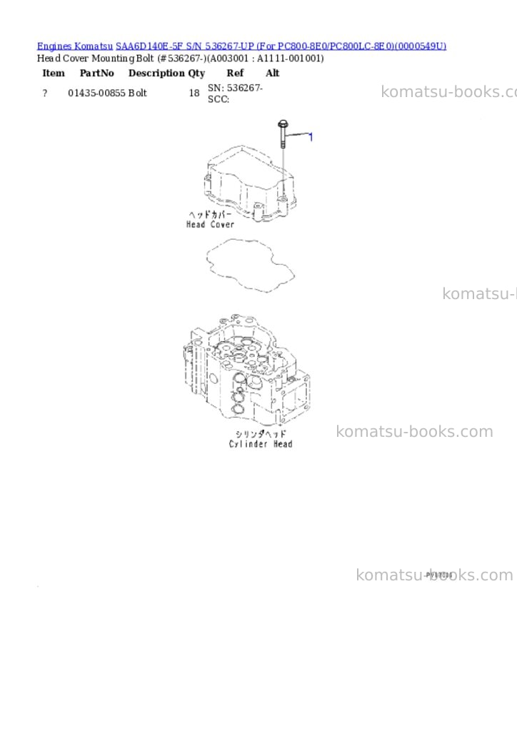 Komatsu saa6d140e-5f s/n 536267-up for pc800-8e0/pc800lc-8e0 Parts catalog cover Page 2 Komatsu saa6d140e-5f s/n 536267-up for pc800-8e0/pc800lc-8e0 Parts catalog cover Page 2