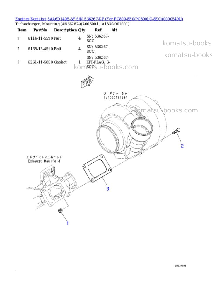 Komatsu saa6d140e-5f s/n 536267-up for pc800-8e0/pc800lc-8e0 Parts catalog cover Page 5 Komatsu saa6d140e-5f s/n 536267-up for pc800-8e0/pc800lc-8e0 Parts catalog cover Page 5