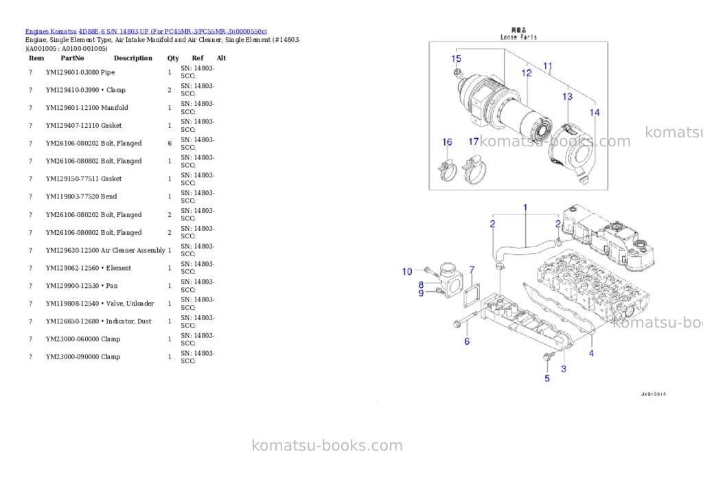 Komatsu 4d88e-6 s/n 14803-up for pc45mr-3/pc55mr-3 Parts catalog cover Page 4 Komatsu 4d88e-6 s/n 14803-up for pc45mr-3/pc55mr-3 Parts catalog cover Page 4