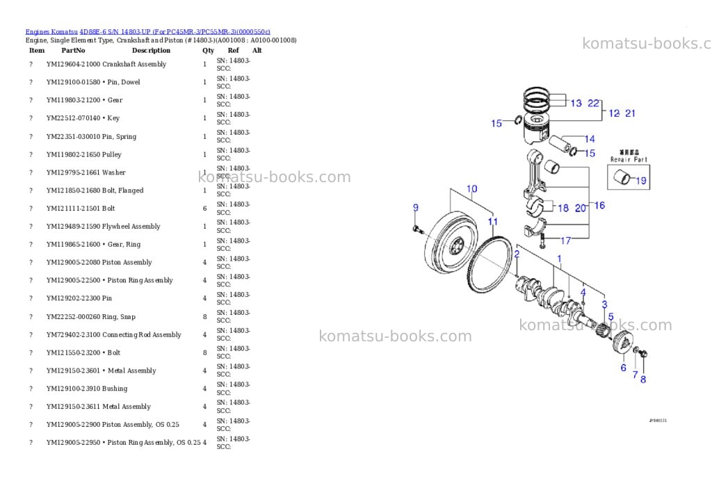 Komatsu 4d88e-6 s/n 14803-up for pc45mr-3/pc55mr-3 Parts catalog cover Page 7 Komatsu 4d88e-6 s/n 14803-up for pc45mr-3/pc55mr-3 Parts catalog cover Page 7