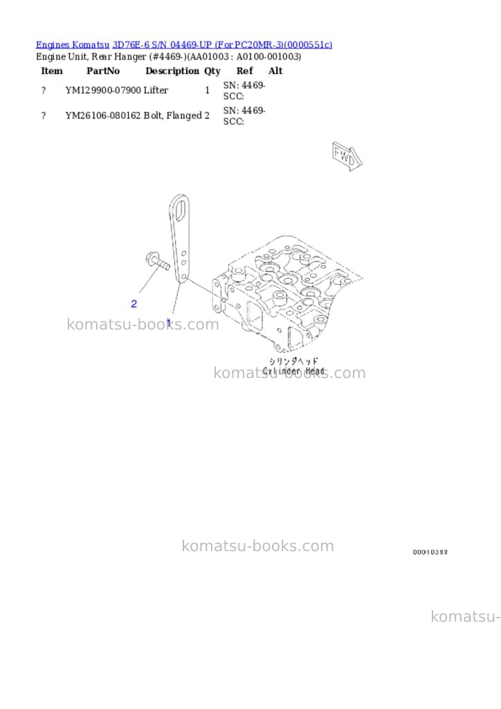 Komatsu 3d76e-6 s/n 04469-up for pc20mr-3 Parts catalog cover Page 2 Komatsu 3d76e-6 s/n 04469-up for pc20mr-3 Parts catalog cover Page 2
