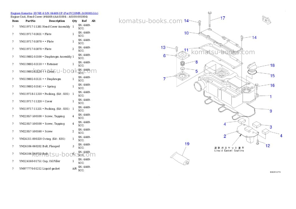 Komatsu 3d76e-6 s/n 04469-up for pc20mr-3 Parts catalog cover Page 3 Komatsu 3d76e-6 s/n 04469-up for pc20mr-3 Parts catalog cover Page 3
