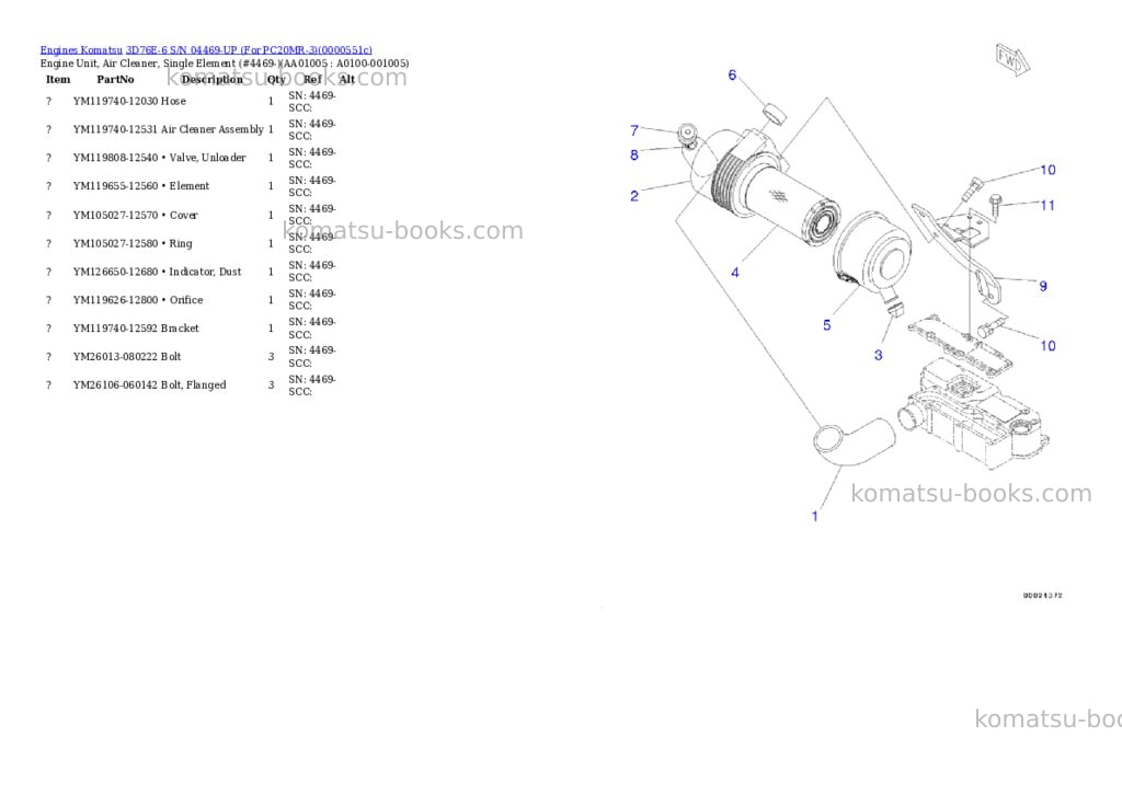 Komatsu 3d76e-6 s/n 04469-up for pc20mr-3 Parts catalog cover Page 4 Komatsu 3d76e-6 s/n 04469-up for pc20mr-3 Parts catalog cover Page 4