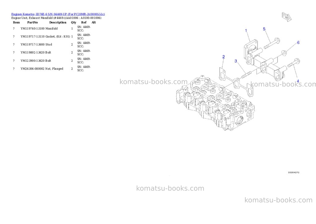 Komatsu 3d76e-6 s/n 04469-up for pc20mr-3 Parts catalog cover Page 5 Komatsu 3d76e-6 s/n 04469-up for pc20mr-3 Parts catalog cover Page 5