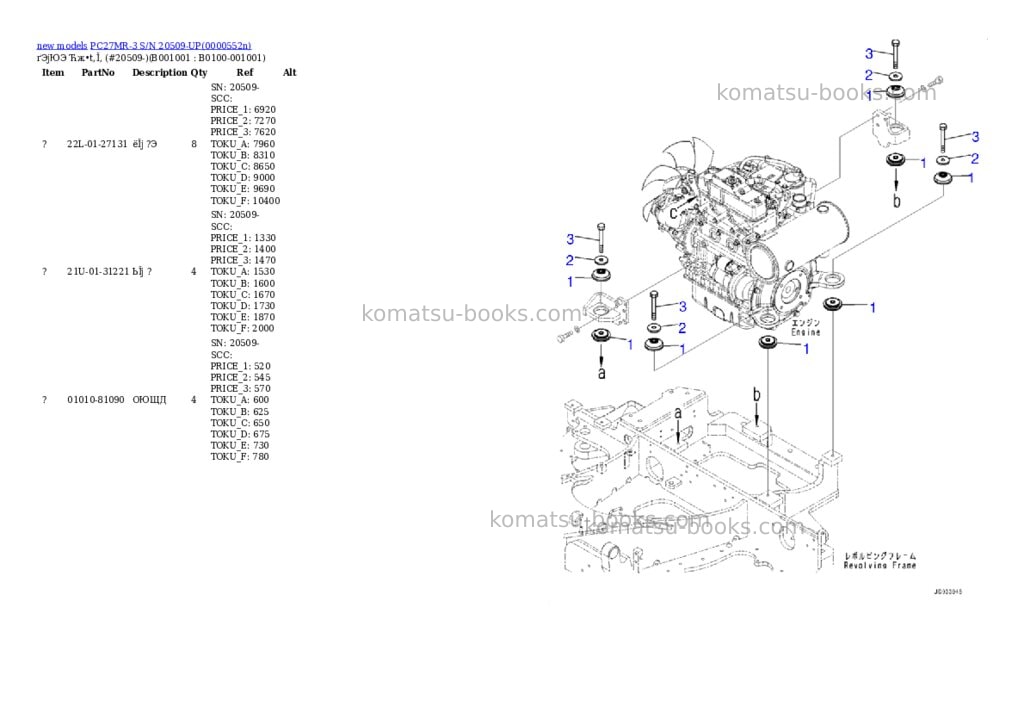 Komatsu PC27MR-3 S/N 20509-UP Parts catalog cover Komatsu PC27MR-3 S/N 20509-UP Parts catalog cover