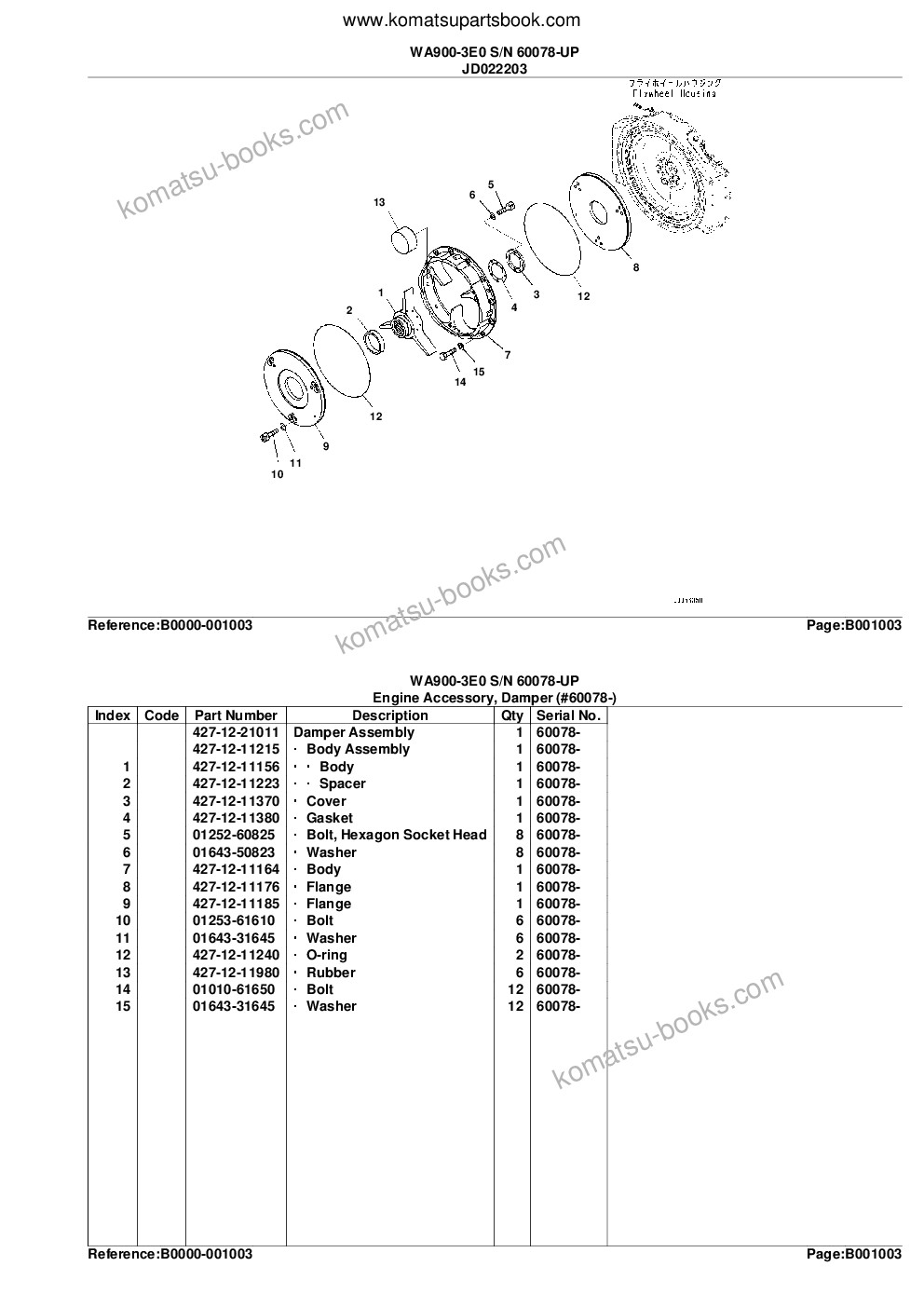 Komatsu wa900-3e0 s/n 60078-up for kal Parts catalog cover Page 6