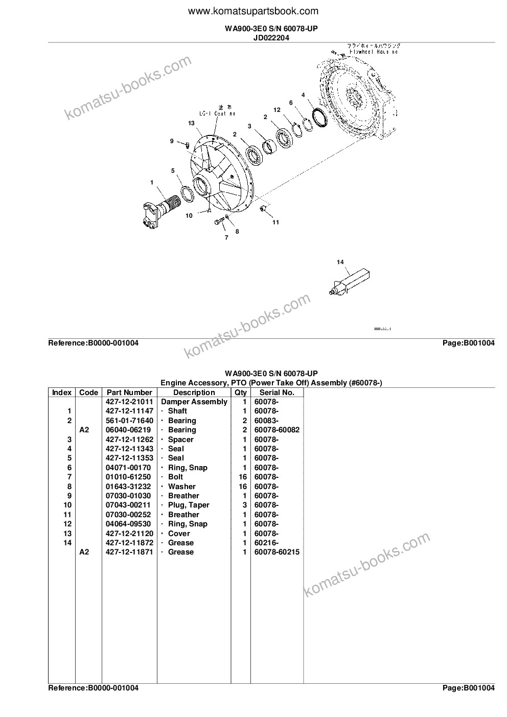 Komatsu wa900-3e0 s/n 60078-up for kal Parts catalog cover Page 7