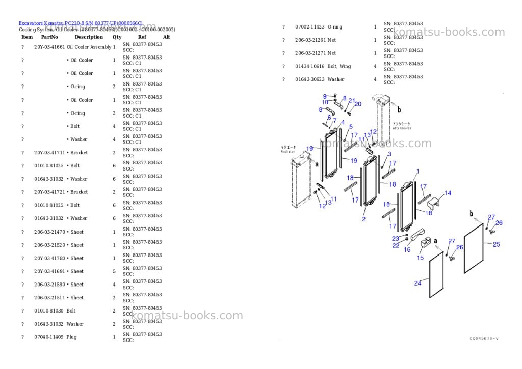 Komatsu pc220-8 s/n 80377-up Parts catalog cover Page 6 Komatsu pc220-8 s/n 80377-up Parts catalog cover Page 6