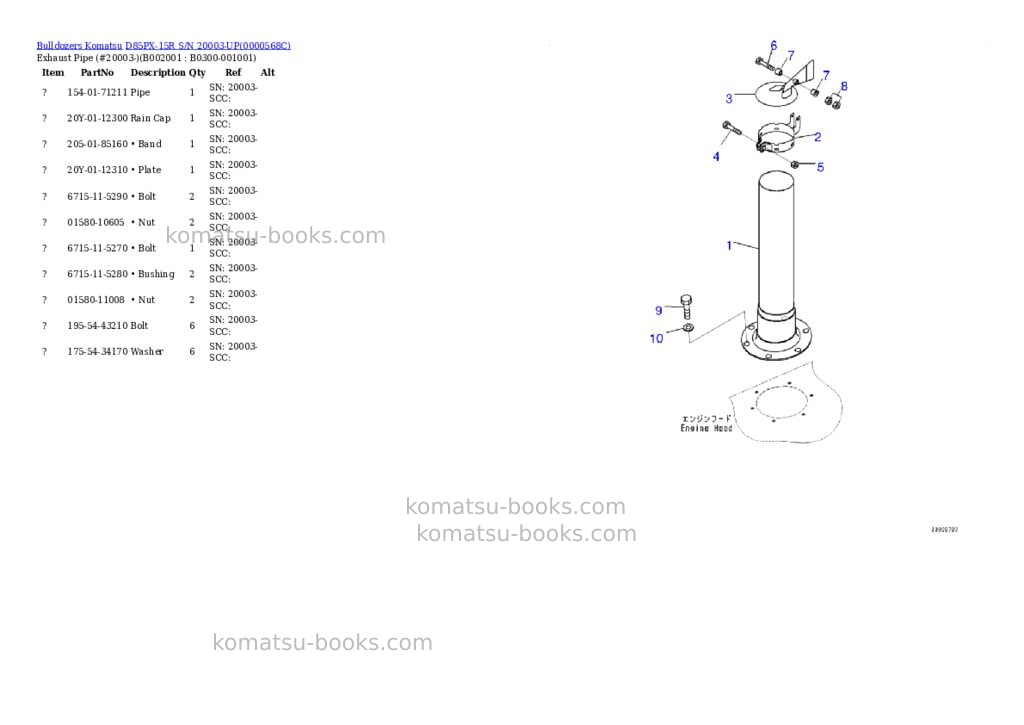 Komatsu d85px-15r s/n 20003-up Parts catalog cover Komatsu d85px-15r s/n 20003-up Parts catalog cover
