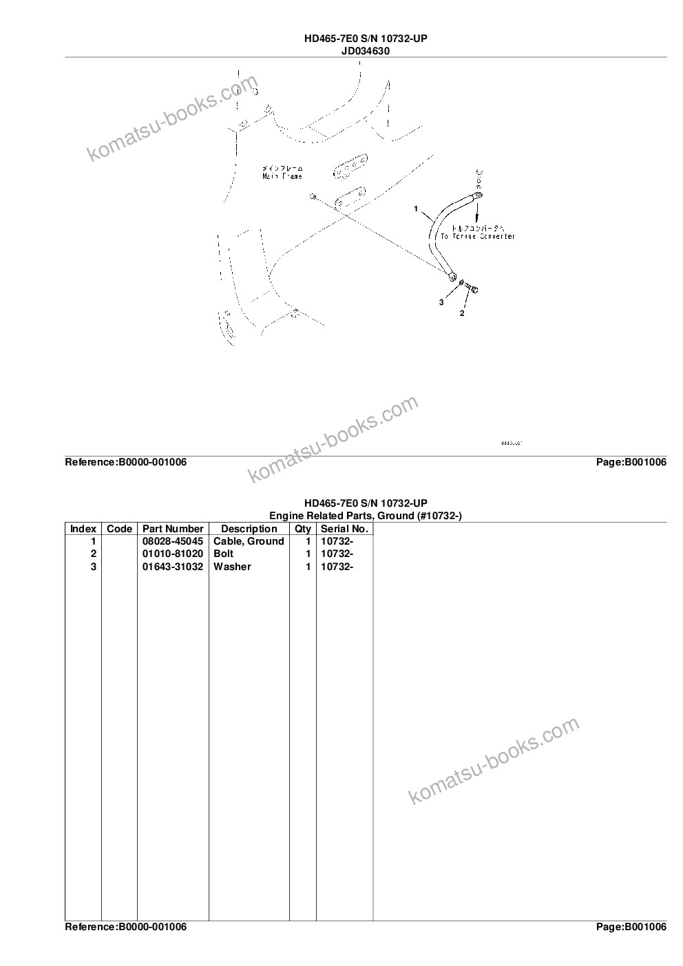 Komatsu hd465-7e0 s/n 10732-up Parts catalog cover Page 10