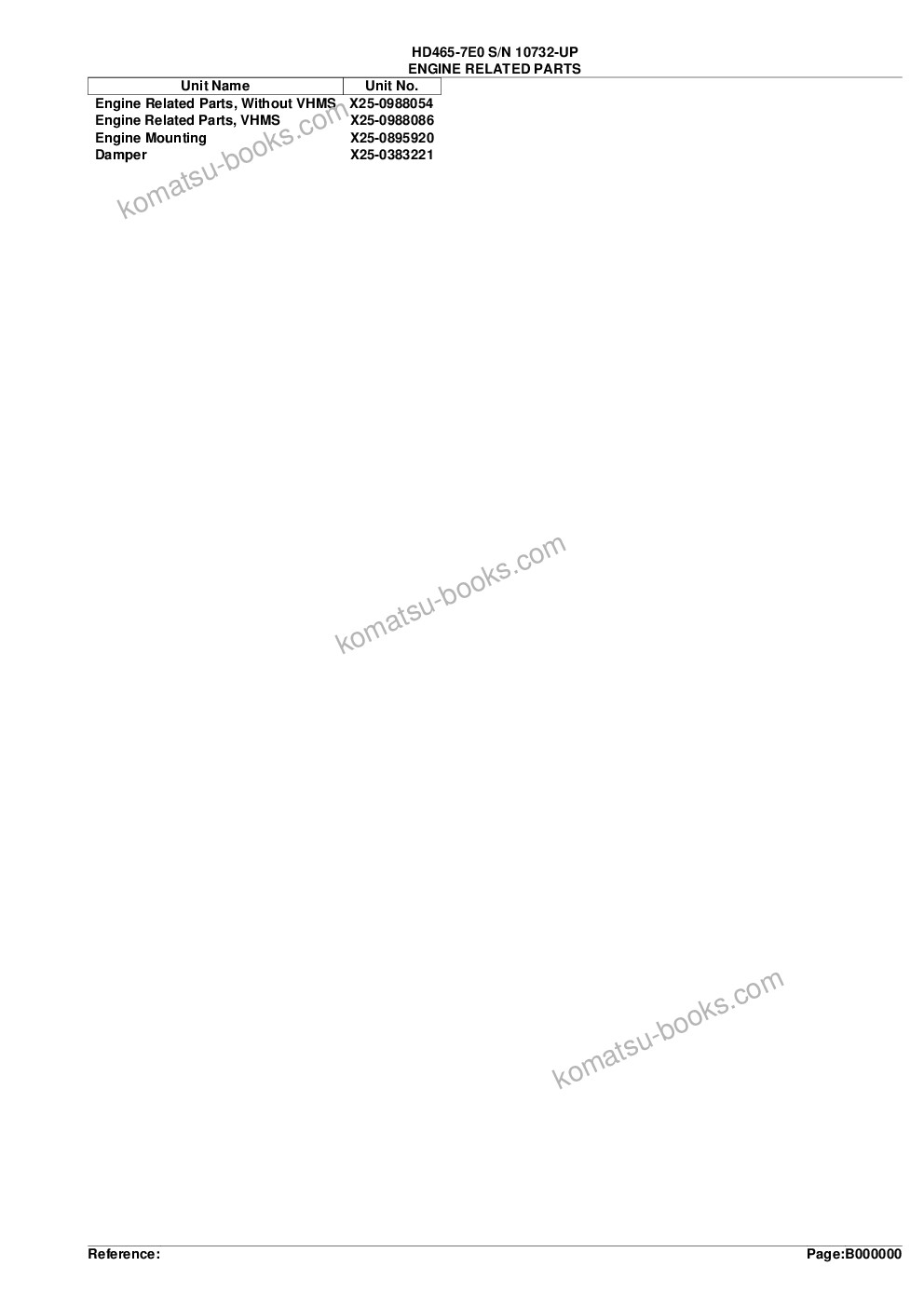 Komatsu hd465-7e0 s/n 10732-up Parts catalog cover Page 2
