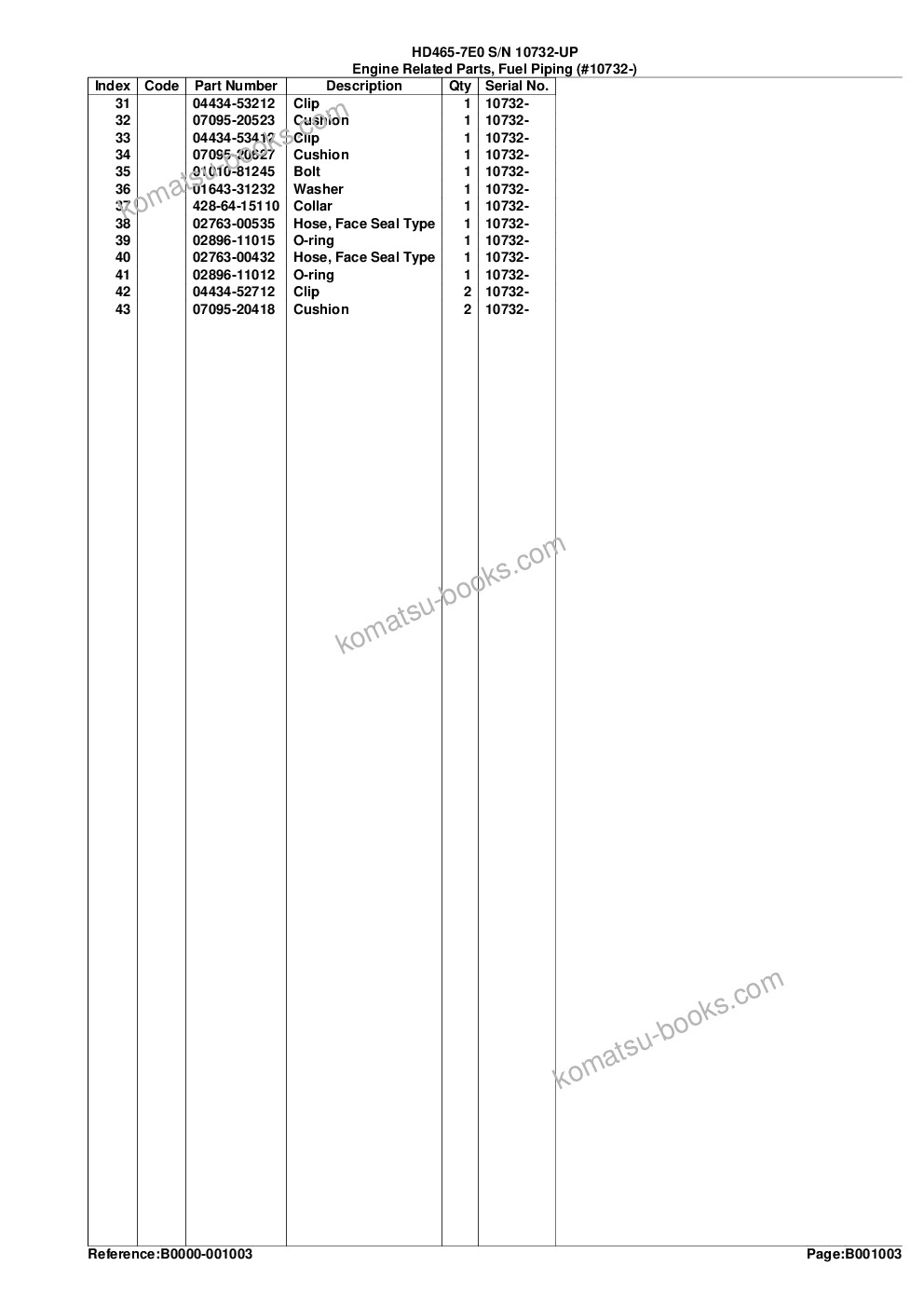 Komatsu hd465-7e0 s/n 10732-up Parts catalog cover Page 7