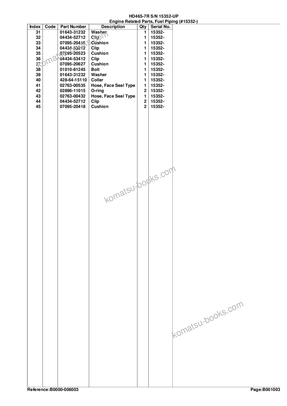 Komatsu hd465-7r s/n 15352-up Parts catalog cover Page 7