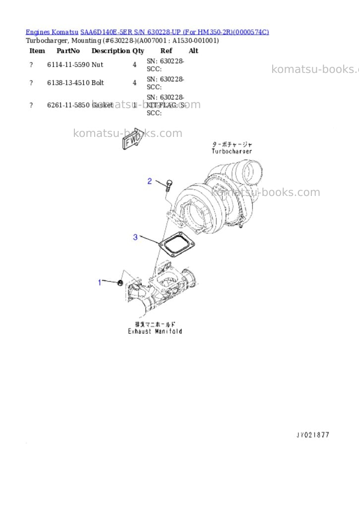 Komatsu saa6d140e-5er s/n 630228-up for hm350-2r Parts catalog cover Page 6