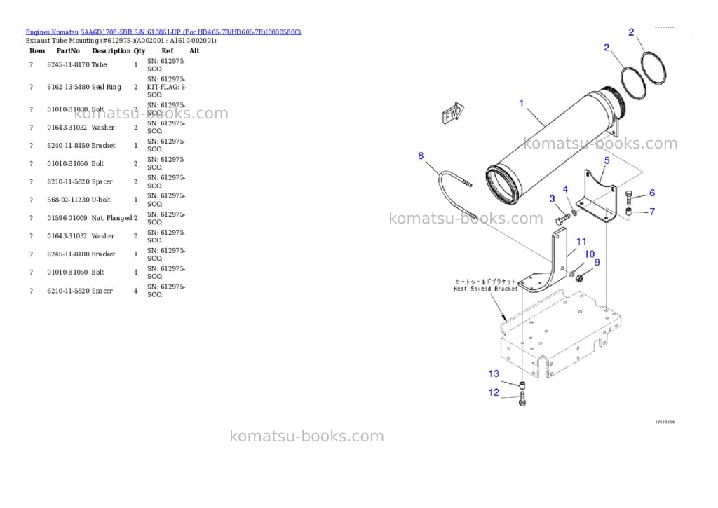 Komatsu saa6d170e-5br s/n 610861-up for hd465-7r/hd605-7r Parts catalog cover Komatsu saa6d170e-5br s/n 610861-up for hd465-7r/hd605-7r Parts catalog cover