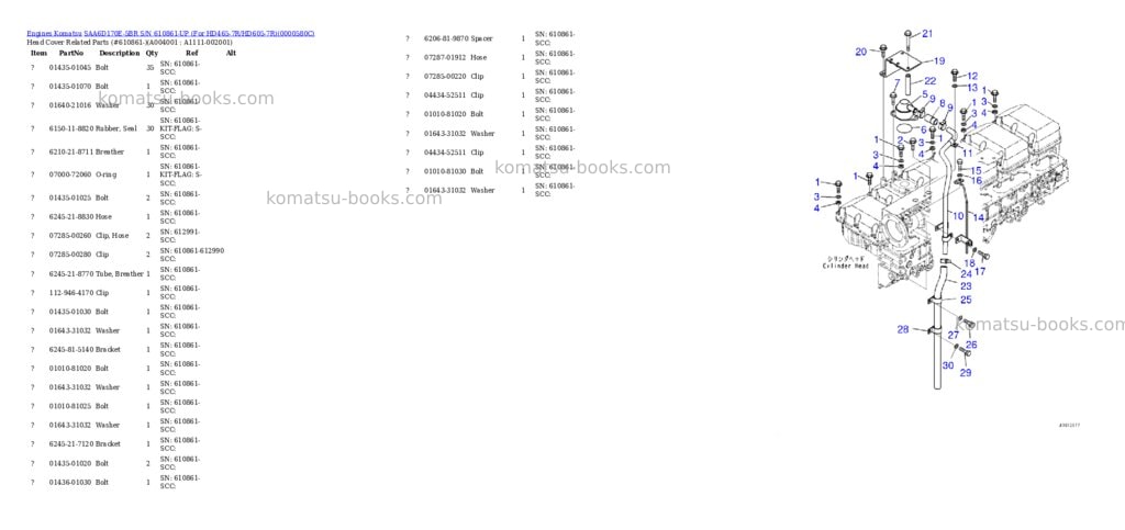 Komatsu saa6d170e-5br s/n 610861-up for hd465-7r/hd605-7r Parts catalog cover Page 3 Komatsu saa6d170e-5br s/n 610861-up for hd465-7r/hd605-7r Parts catalog cover Page 3
