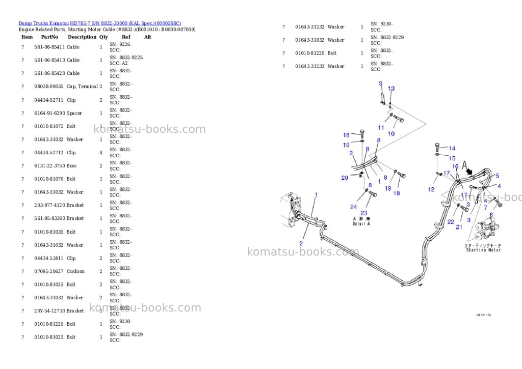 Komatsu hd785-7 s/n 8393-30000 -40 deg c spec. Parts catalog cover Page 9