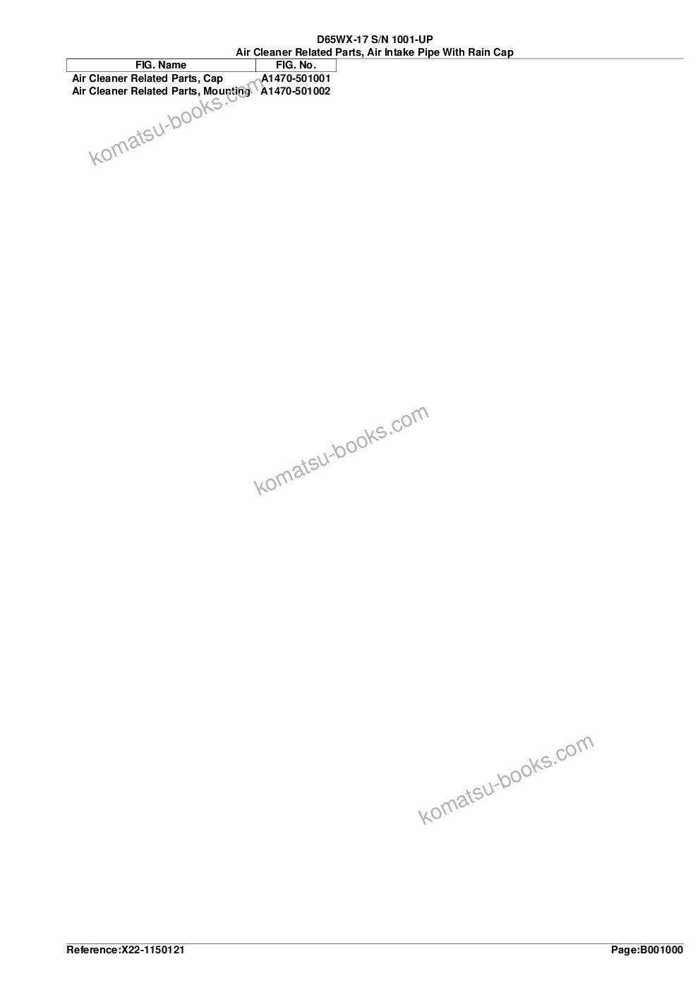 Komatsu d65wx-17 s/n 1001-up Parts catalog cover Page 3 Komatsu d65wx-17 s/n 1001-up Parts catalog cover Page 3