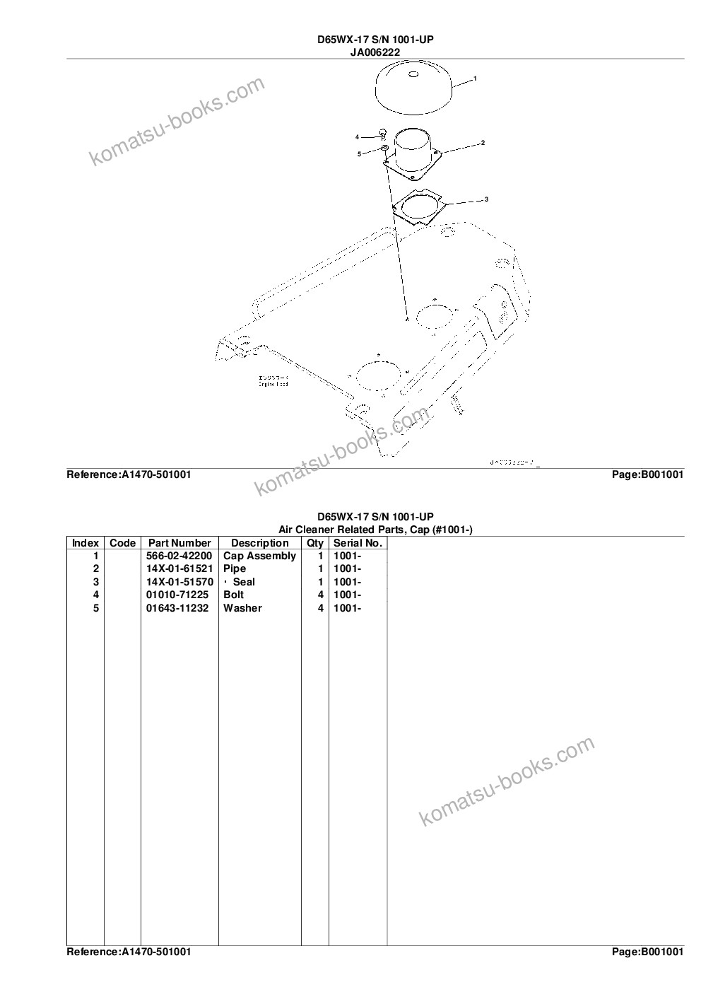 Komatsu d65wx-17 s/n 1001-up Parts catalog cover Page 4 Komatsu d65wx-17 s/n 1001-up Parts catalog cover Page 4