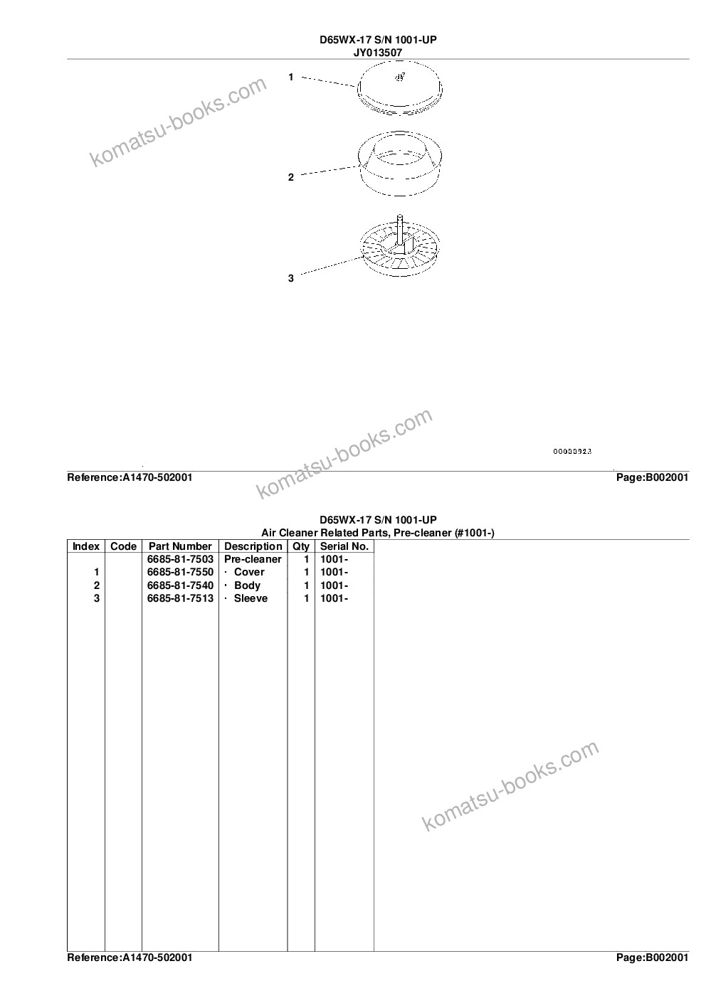 Komatsu d65wx-17 s/n 1001-up Parts catalog cover Page 7 Komatsu d65wx-17 s/n 1001-up Parts catalog cover Page 7