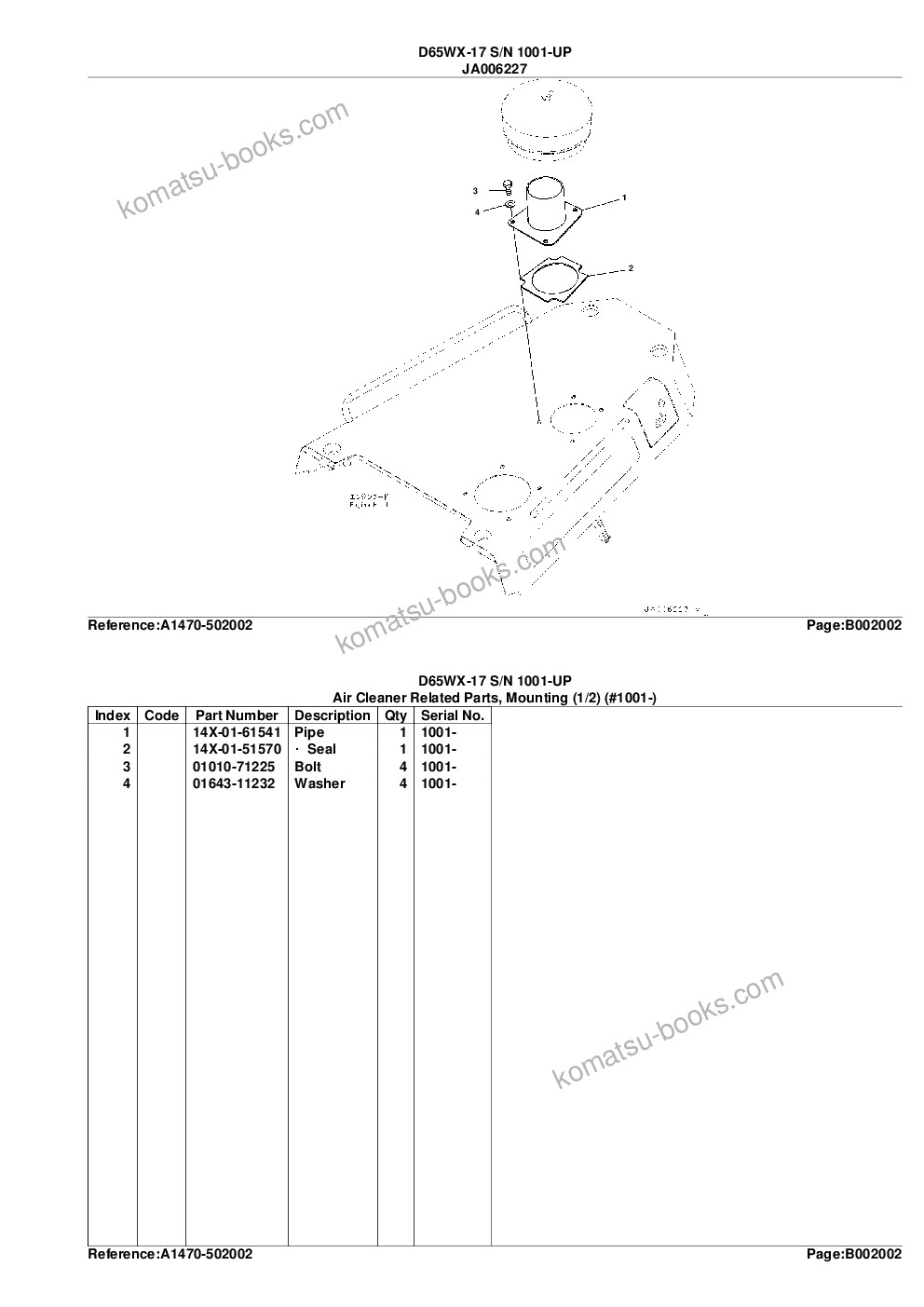 Komatsu d65wx-17 s/n 1001-up Parts catalog cover Page 8 Komatsu d65wx-17 s/n 1001-up Parts catalog cover Page 8