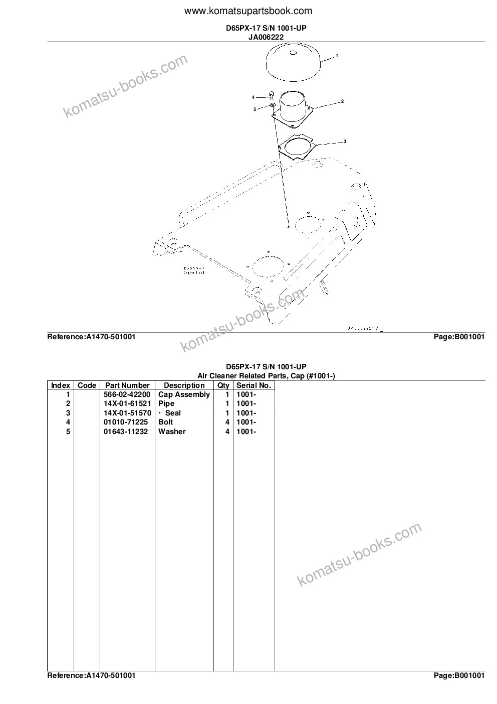 Komatsu d65px-17 s/n 1001-up Parts catalog cover Page 4