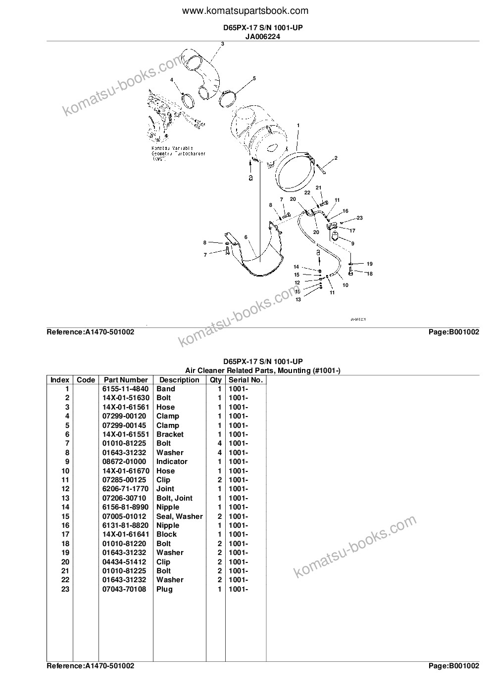 Komatsu d65px-17 s/n 1001-up Parts catalog cover Page 5